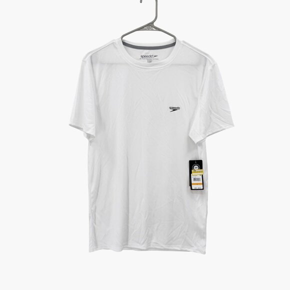 NEW Speedo Men's Short Sleeve Rash Guard - White - Size Small - Picture 1 of 5